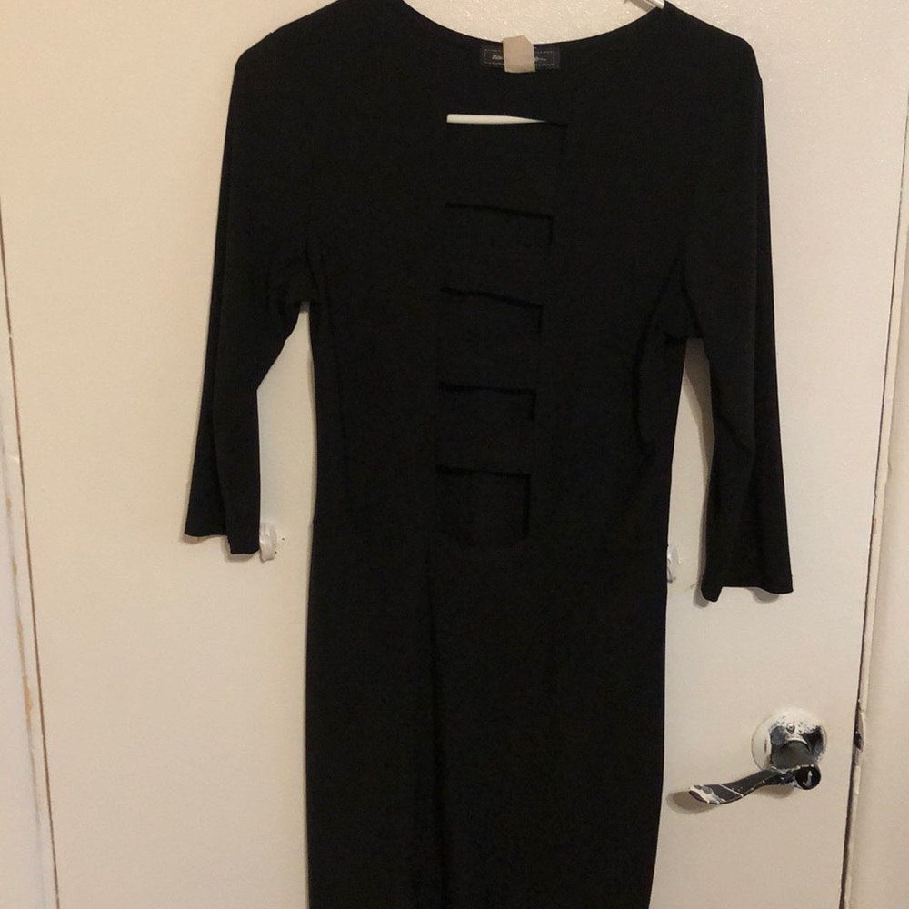 Black dress with opening in front
